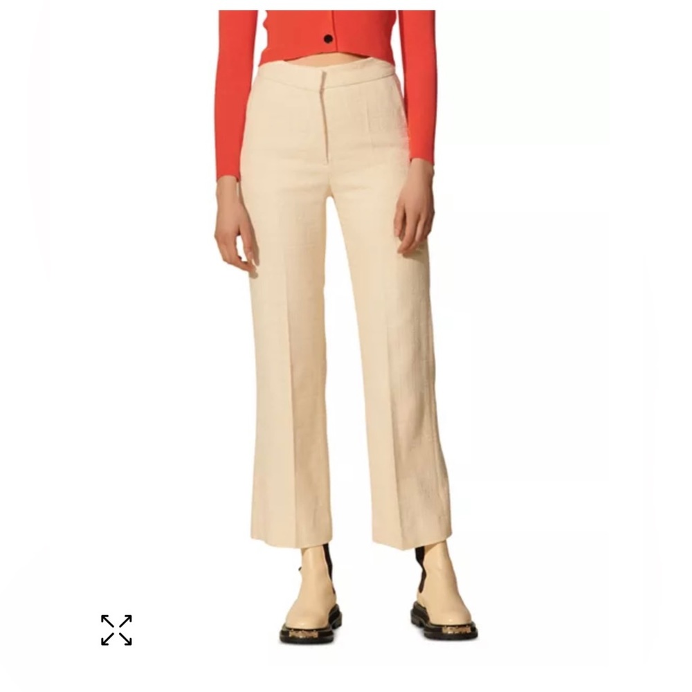 Sandro tweed cream pants